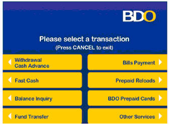Pay via BDO ATM - Step 2