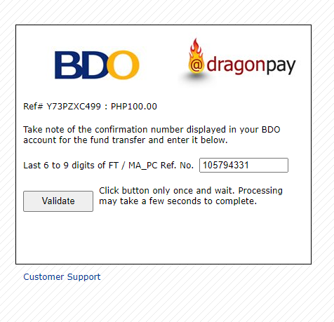 Paying via BDO Internet Banking - Step 6