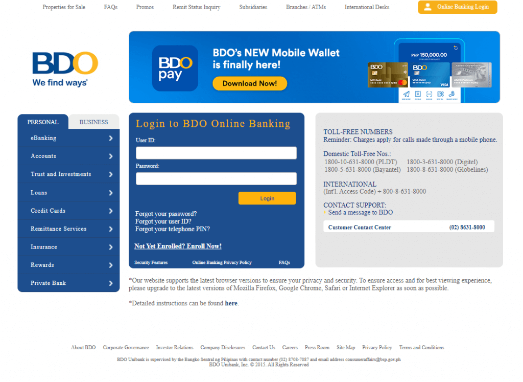 How to pay using BDO - Step 1