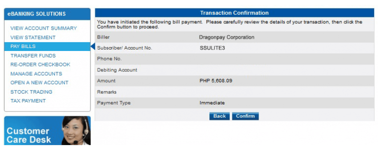 Paying via Metrobankdirect - Step 4